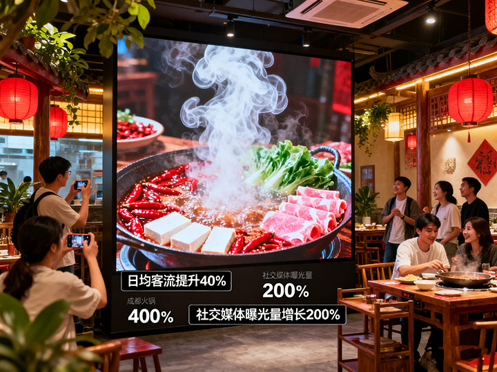一塊 LED 屏帶火一家火鍋店：成都餐飲行業(yè)的 &ldquo;數(shù)字視覺(jué)營(yíng)銷(xiāo)&rdquo; 新玩法|成都LED顯示屏